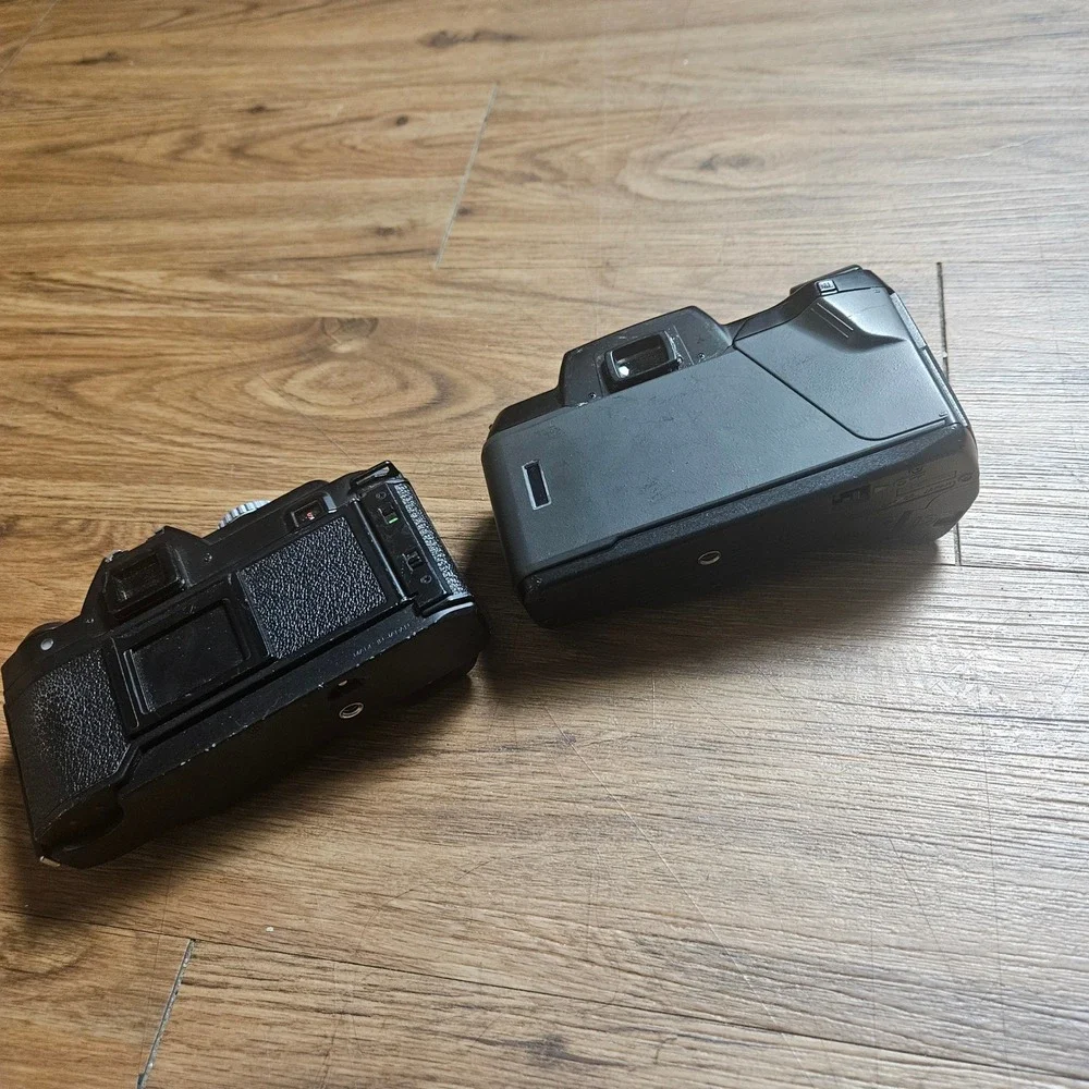 Lot of 2 VTG SLR Film Camera Bodies Konica FS-1 and Pentax SF10 35mm Untested